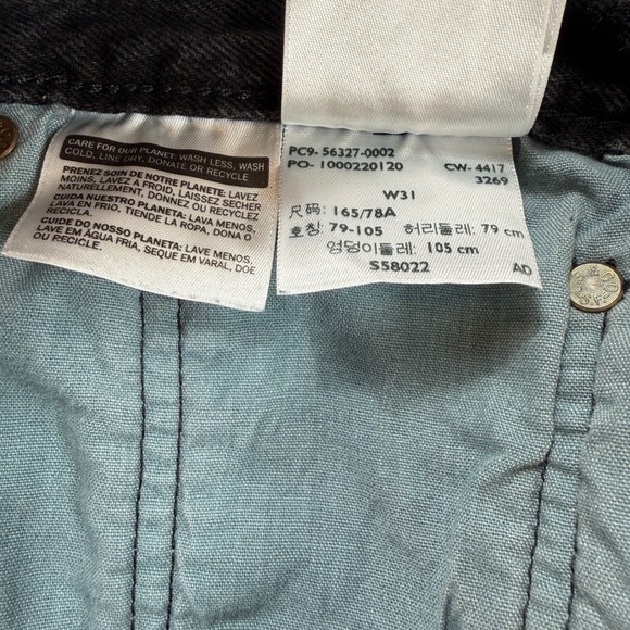 Levis 501 Denim Jean Shorts 31 Original High Rise Cut Off Black Distressed Y2K - Picture 5 of 9